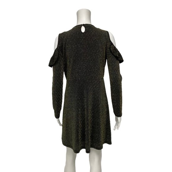 Special Editions girls dress cold shoulder metallic Gold long sleeve size XL - Picture 3 of 6